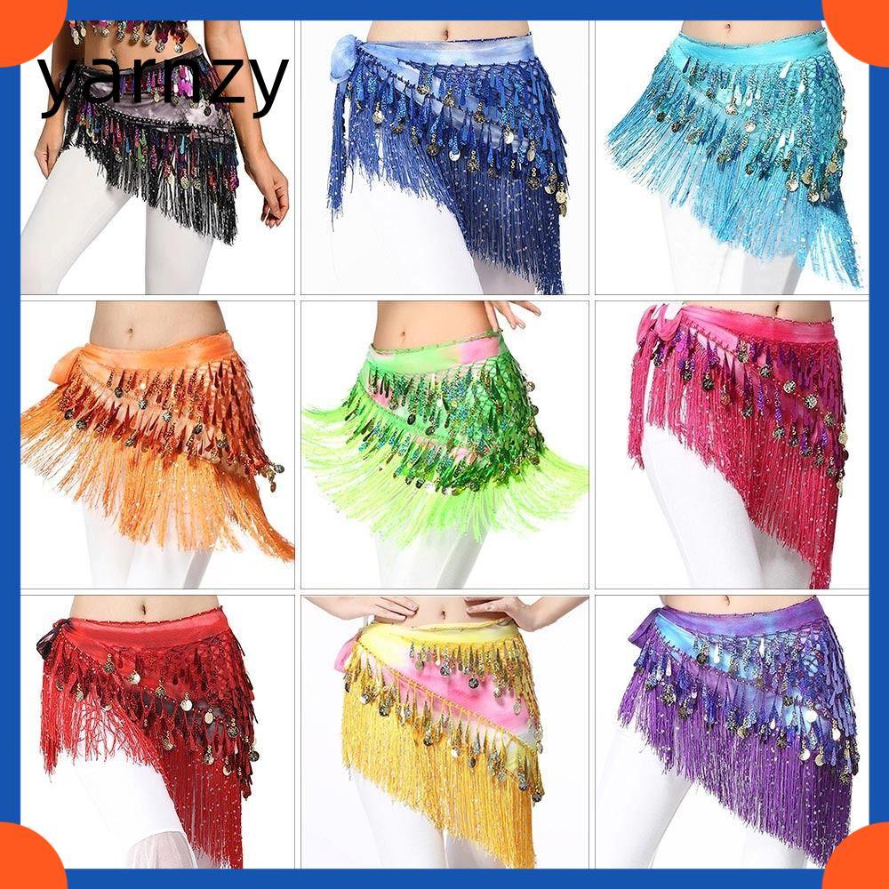 YARNZY เข็มขัดและกระโปรงสำหรับการแสดงเต้นรำ พร้อมตัสล์เพิ่มลูกเล่น
