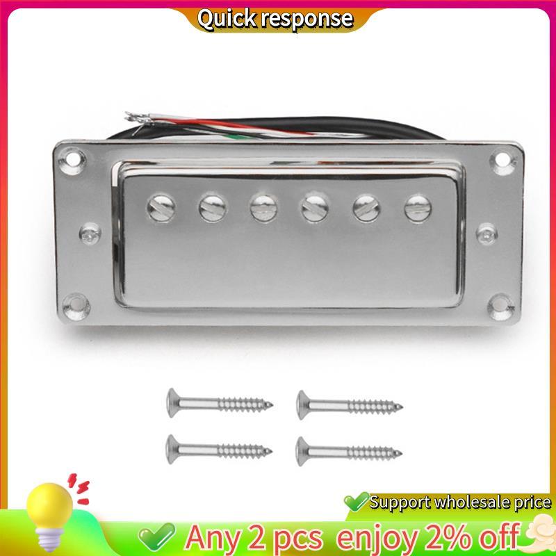 ในสต็อก-กีตาร์ไฟฟ้า Humbucker Pickup 6 Hole Mini สําหรับ LP Guitar Silver