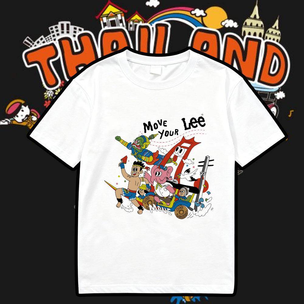 Let's go on a trip - move your lee “Thailand” 2026 เสื้อยืดคอกลมพิมพ์ลายผ้าฝ้าย