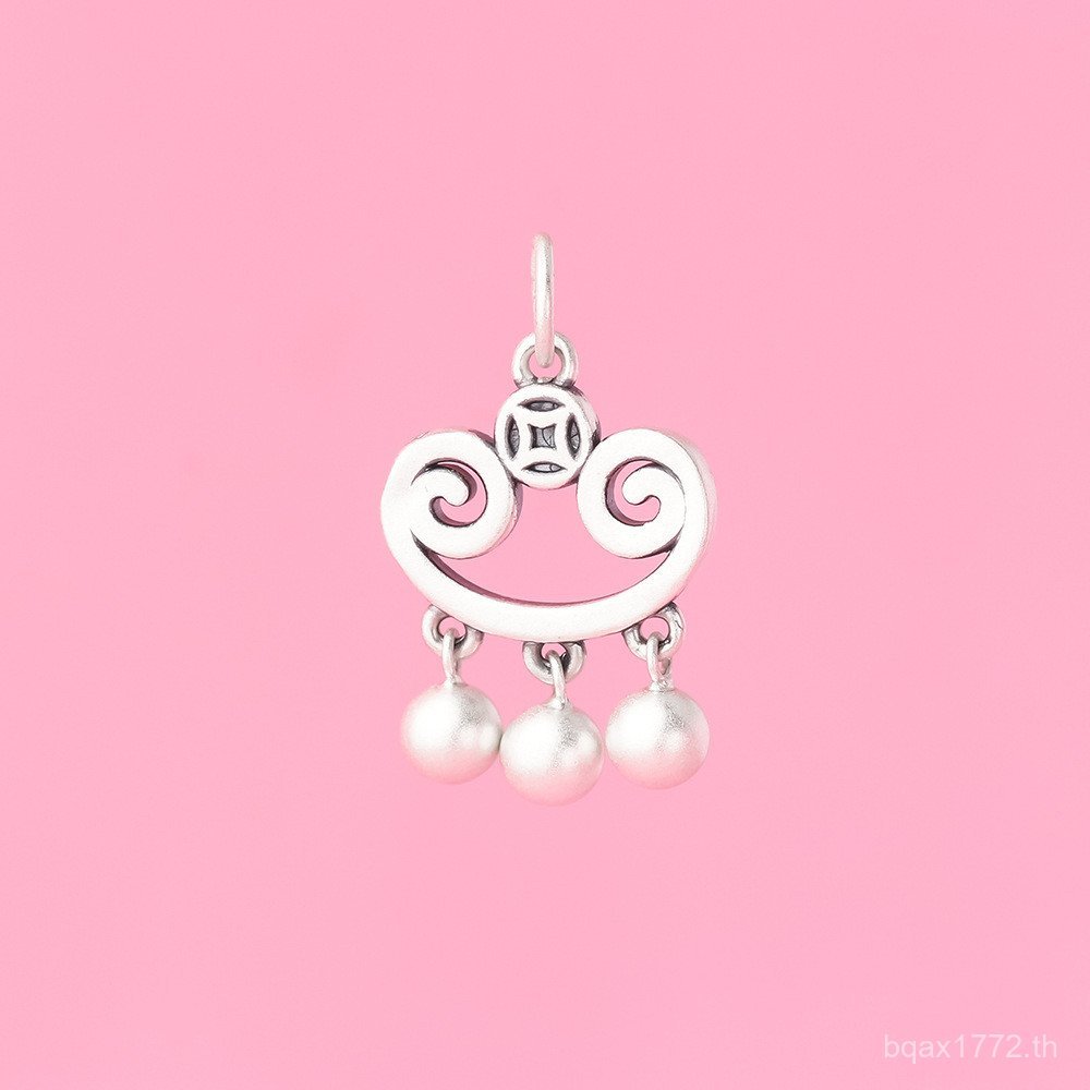 สร้อยข้อมือและสร้อยคอมัณฑนาศิลป์จีน s999 เงินแท้ ออกแบบ 3D ลาย Ruyi พร้อมล็อก DIY JD67