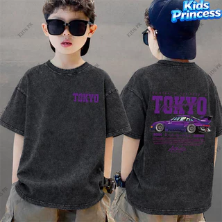 COD 2026 สินค้าใหม่ ทรงหลวม คอกลม เสื้อเด็ก kids Distressed T-shirt ผ้าฝ้าย เด็กชาย เสื้อผ้าเด็ก t-shirt S78