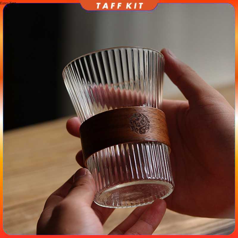 GIANIXI Aesthetic Glass Coffee Tea แก้วแขนไม้ญี่ปุ่น 300ml - GN14
