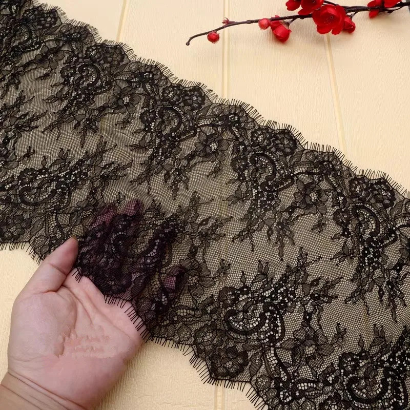 Black Lace Trim Eyelash Lace Chantilly Lace Trimming Apparel Fabric Lace accessories DIY Lingerie la