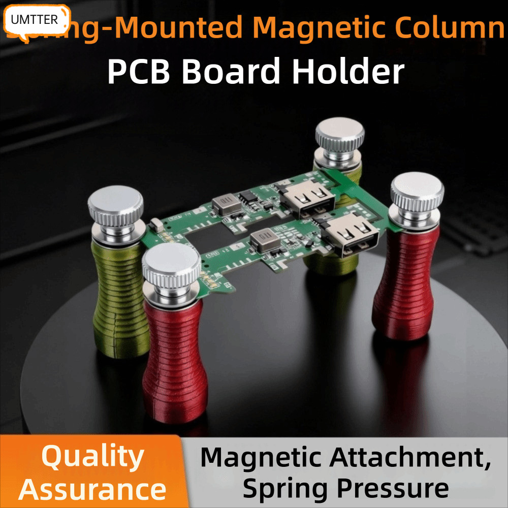 UMTTER 1/2/4 ชิ้น PCB Holder Bits Set, Spring-Loaed Magnetic PCB Clamp Tool, เสาคาร์บอนแบบปรับได้ De