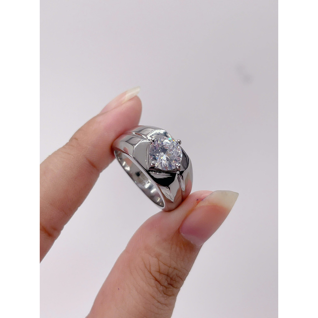 N183 - แหวนผู้ชายพร้อมแหวนบาน 1 ชิ้นพร้อมขอบแนวตั้ง