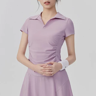 เสื้อโปโลแอคทีฟสำหรับออกกำลังกาย คอจีบเอว พิลาทิส โยคะ และฟิตเนส