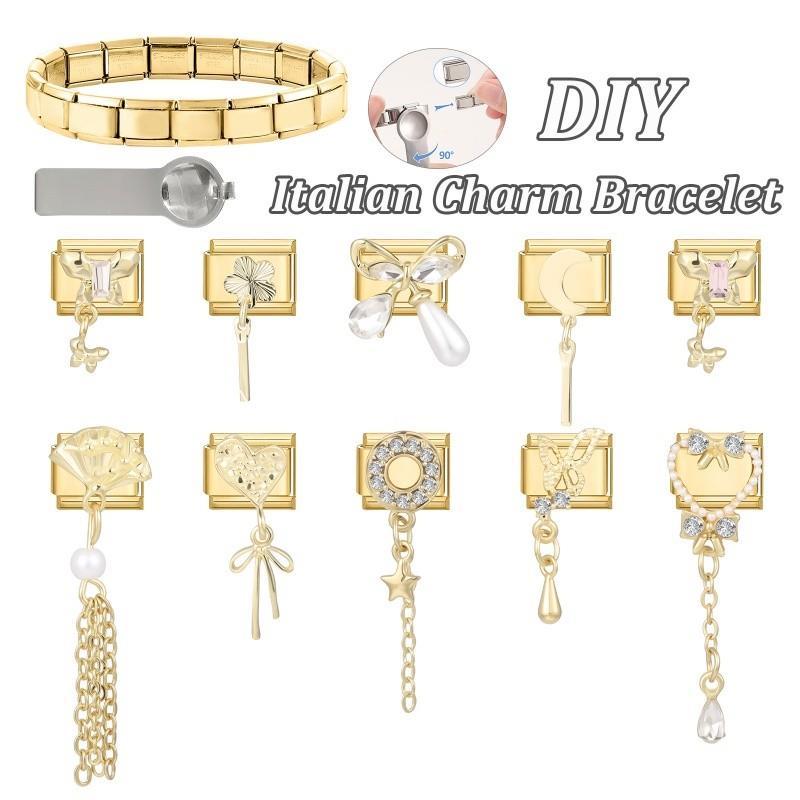 สร้อยข้อมือสแตนเลสสไตล์อิตาเลียน ตกแต่งด้วยโบว์หัวใจสีแดงและชาร์ม เพิ่มความสวยงามในการทำเครื่องประดับเอง - รูปที่ 7