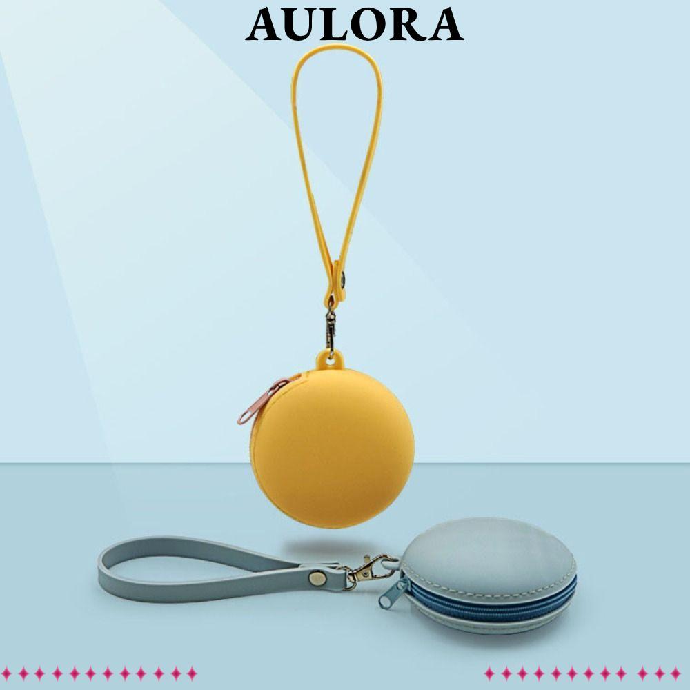 AULORA Coins Bag, Silicone Key Ring Coin Wallet, Cute Round Small Key Bag Gift