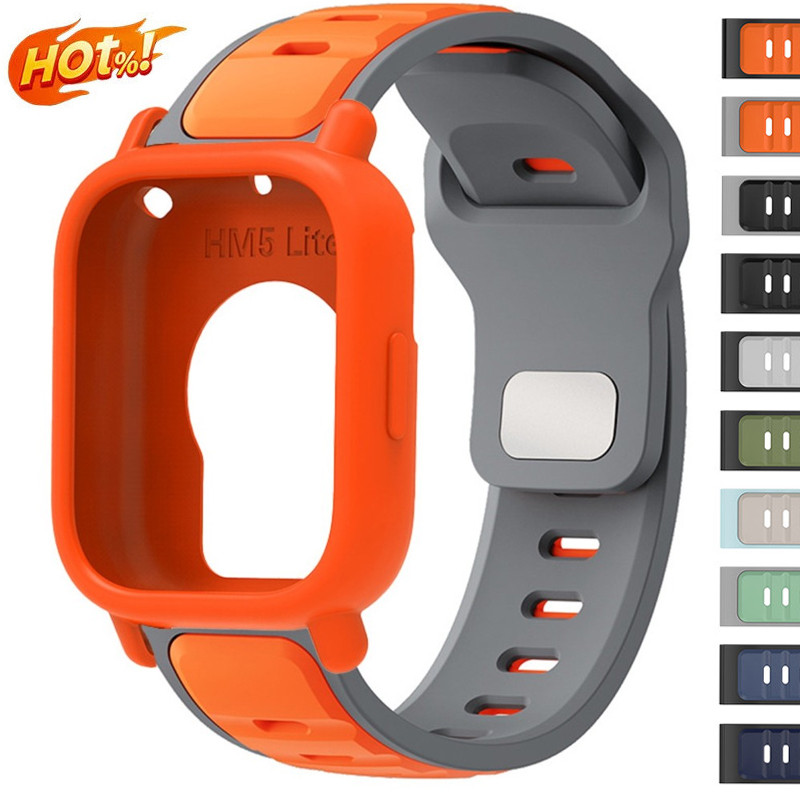 กีฬา TWO สีสายรัดซิลิโคน + กรณีป้องกันสําหรับ Redmi Watch 5 Active 5Lite สายรัดข้อมือสําหรับ Redmi Watch 5Active 5Lite