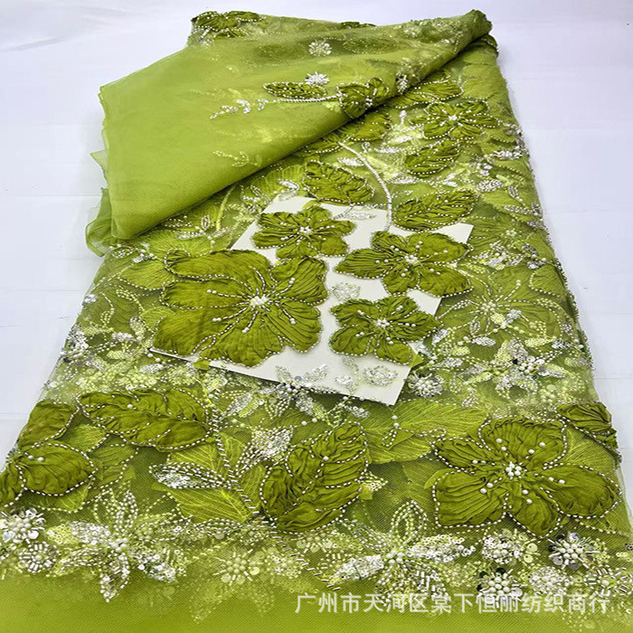 5หลาใหม่时尚立体盘ดอกไม้ Troller Tilebra เสื้อผ้า French 3D ผ้าลูกไม้