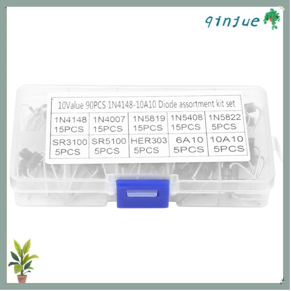 QINJUE 90 ชิ้นอิเล็กทรอนิกส์ Diode Kit, 10 ค่า Low Leakage Rectifier Diode Assortment, High Efficien