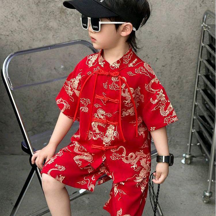 เทศกาลตรุษจีน ส่งด่วนจากไทย ชุดตรุษจีนเด็กชาย รุ่นใหม่ล่าสุด ใส่แล้วเท่ สบายสุดๆ กระดุมจีนแต่งสาย ทรง oversize