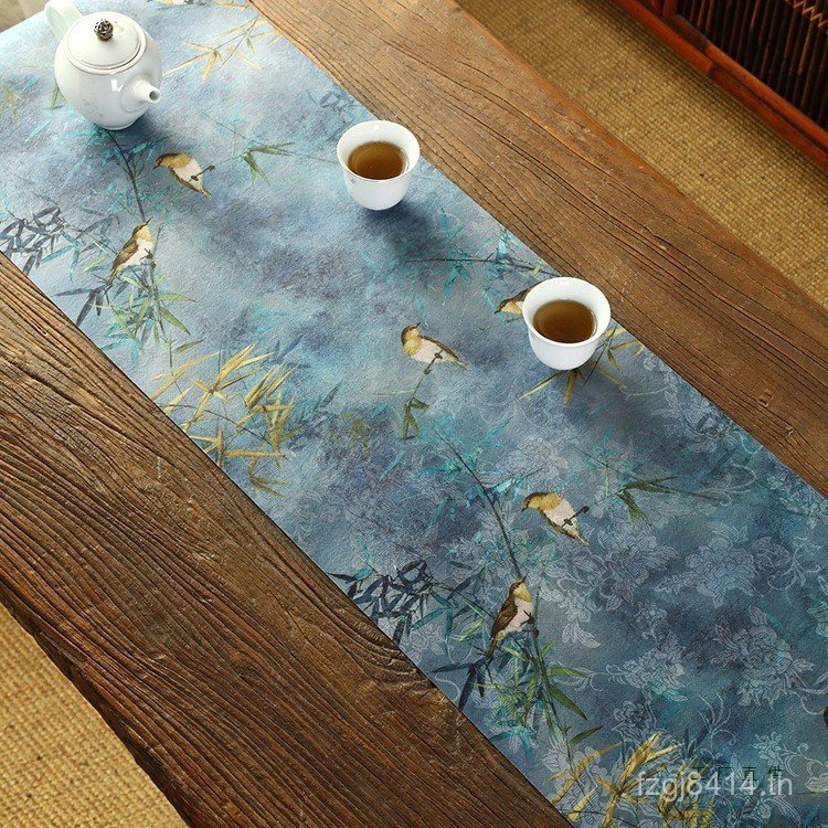 ธงเสื่อ Sparrow ซาตินครัวเรือนสองด้านผ้าปูโต๊ะ Habitat High-End Zen Mat Anti-Slip สาขาไม้ไผ่กันน้ําช
