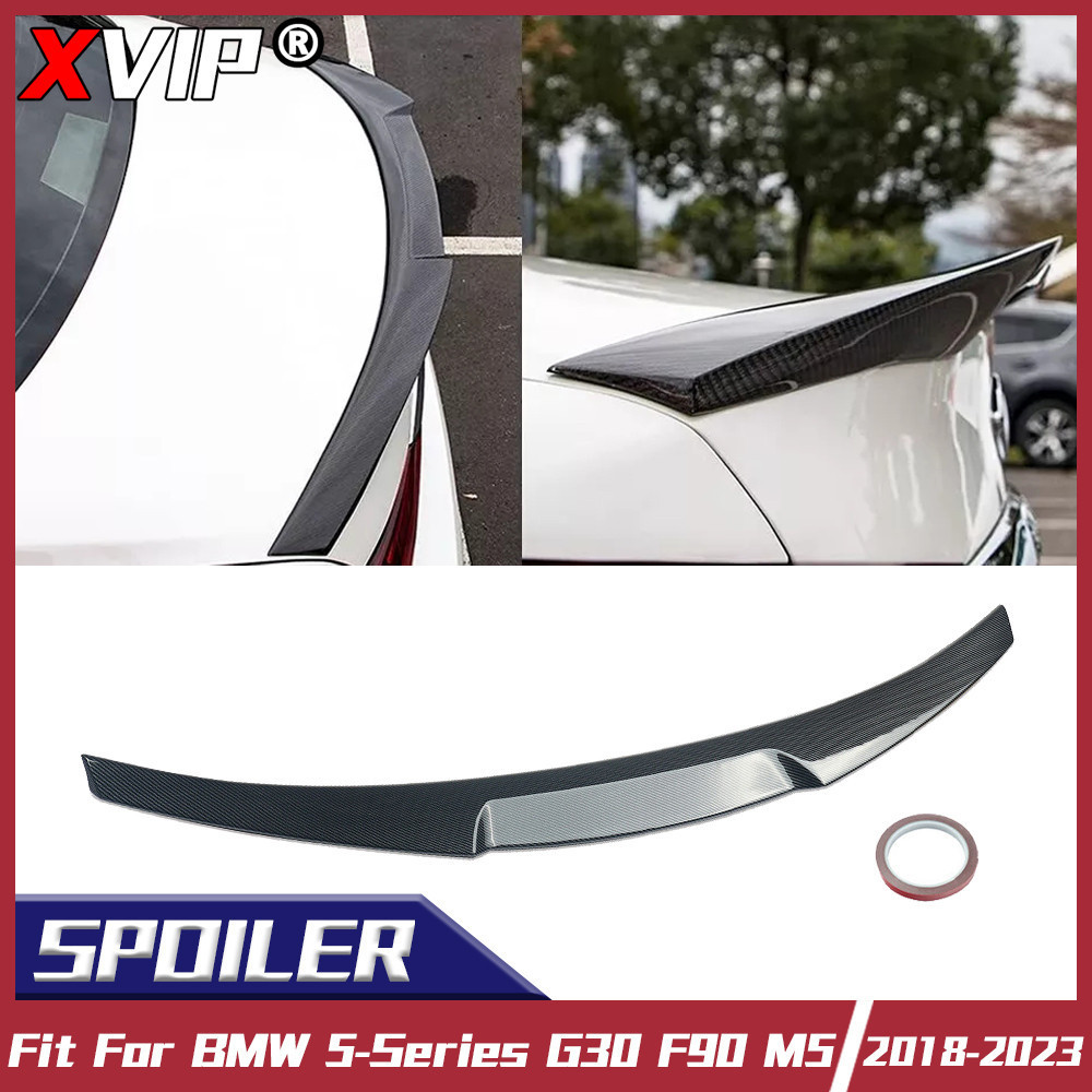XPVIP Glossy สีดํา M4 สไตล์ด้านหลังสปอยเลอร์ Wing Lip สําหรับ BMW 5 Series G30 F90 M5 ซีดาน 2018-23 