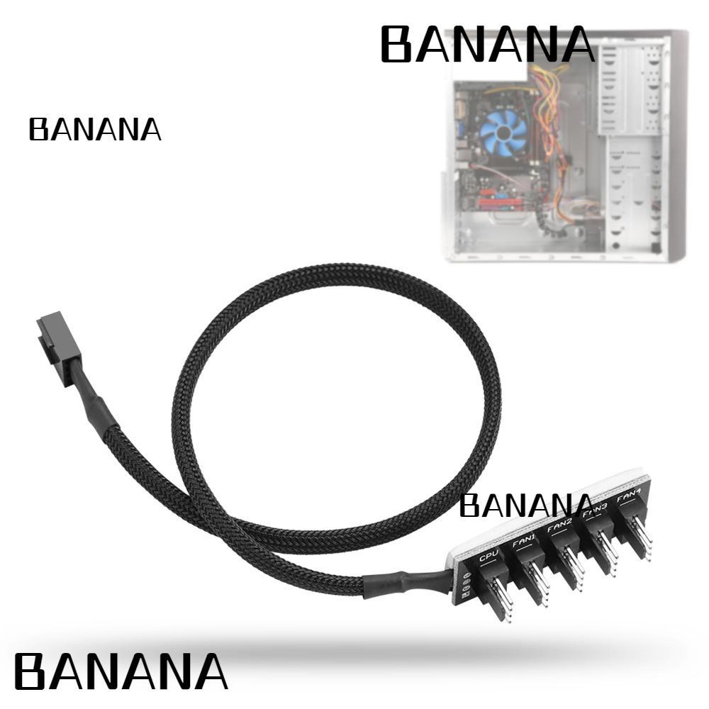 BANANA1 PWM Fan Hub, 4-Pin 1 Female to 5 Male Fan Splitter Hub, สายถักความเร็วสูง 5-Port Power Fan E