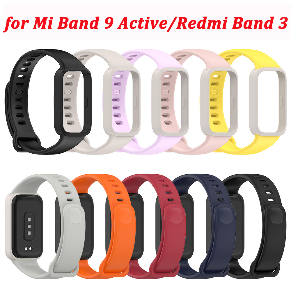 เคสพีซีสายยางสําหรับสมาร์ทวอทช์ Xiaomi Mi Band 9 Active Soft Silicone Adjustable Band Bracelet Screen Protector Cover Accessories for Redmi Band 3