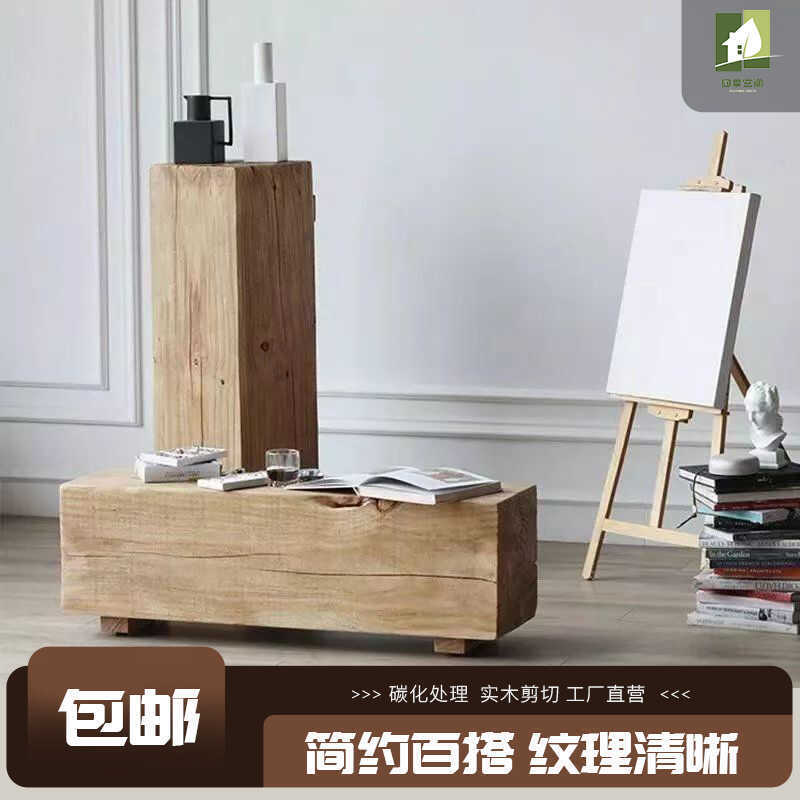 สไตล์นอร์ดิก Retro Log Entrance เครื่องประดับ Art ฐานความสูงไม้ Stump Stump ไม้ Stump Square Root แก