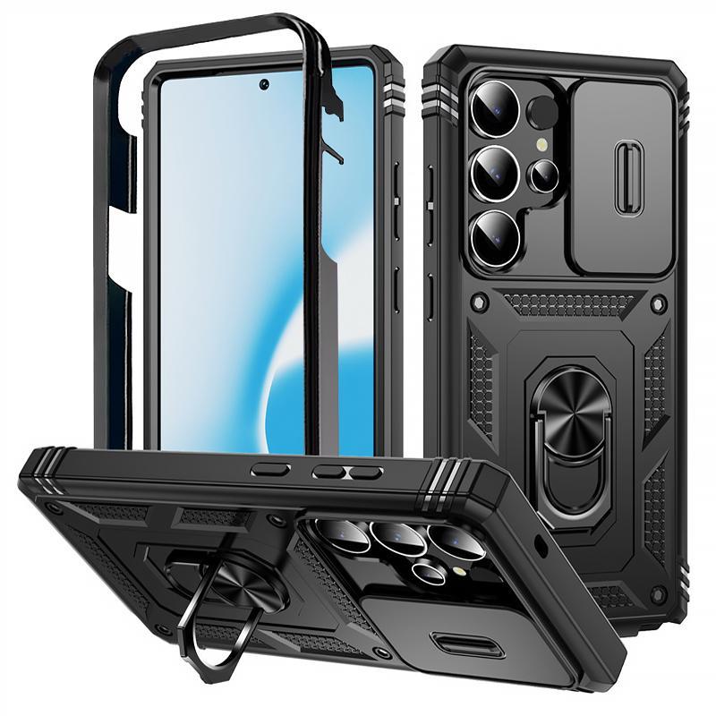SAMSUNG รุ่นใหม่ Heavy Duty Armorเคสโทรศัพท์เหมาะสําหรับSamsung Galaxy S25 S24 S23 S22 S21 Ultra S20 FE Plusหมายเหตุ20 Ultra Drop-Proofเลนส์ป้องกันแหวนขาตั้งฝาครอบป้องกัน