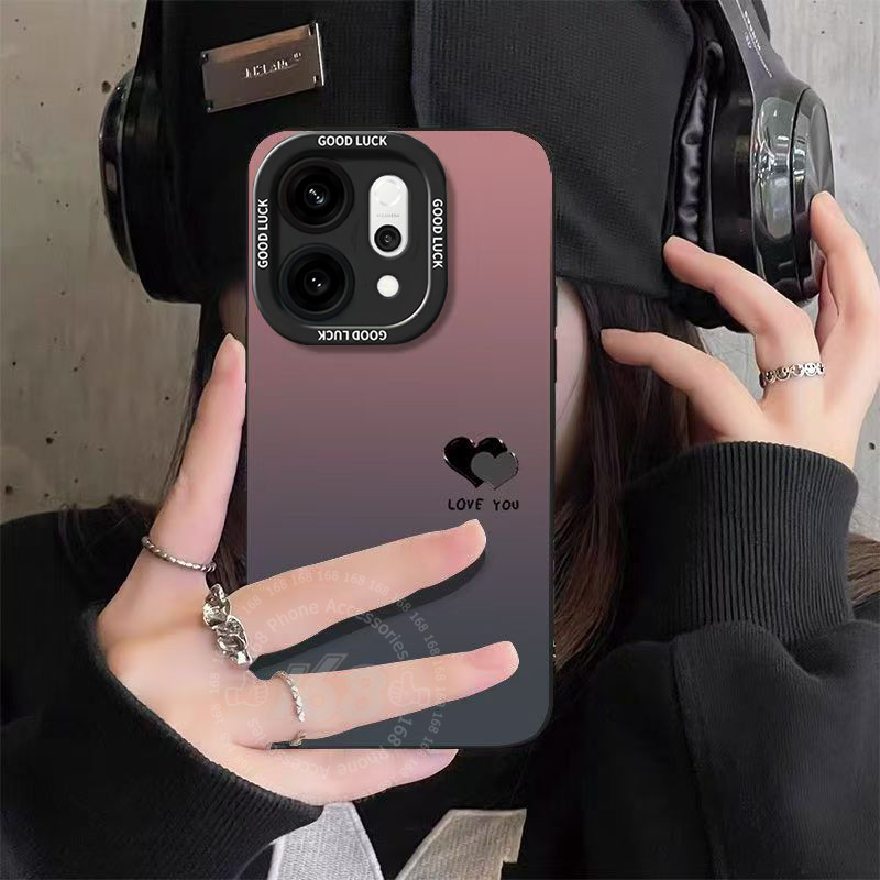 เคส OPPO Reno 14 14F 5G เคส OPPO Reno 14 Pro 5G เคสกันกระแทกลายหัวใจไล่เฉดสี พร้อมที่ป้องกันกล้อง สายคล้องโทรศัพท์หนัง ซิลิโคนเนื้อนุ่มด้าน ป้องกันรอยนิ้วมือ