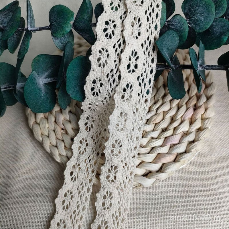 2.3 ซม.ผ้าฝ้ายแท้ลูกไม้ลูกไม้ลูกไม้คอ Cuffs กระโปรงขอบ Hemming สายรัดผ้าม่านอุปกรณ์ตกแต่งเสื้อผ้า K3