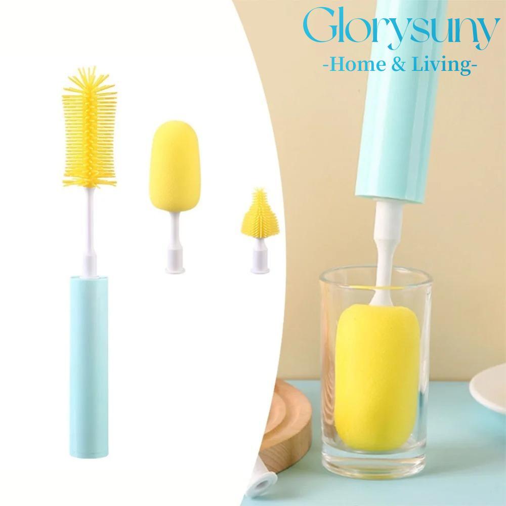 Glorysuny แปรงถ้วยแก้ว, ชุดแปรงขวดจุกนมหลอกซิลิโคนไฟฟ้า, แปรงล้างขวดแบบชาร์จไฟได้มัลติฟังก์ชั่น 360 องศา