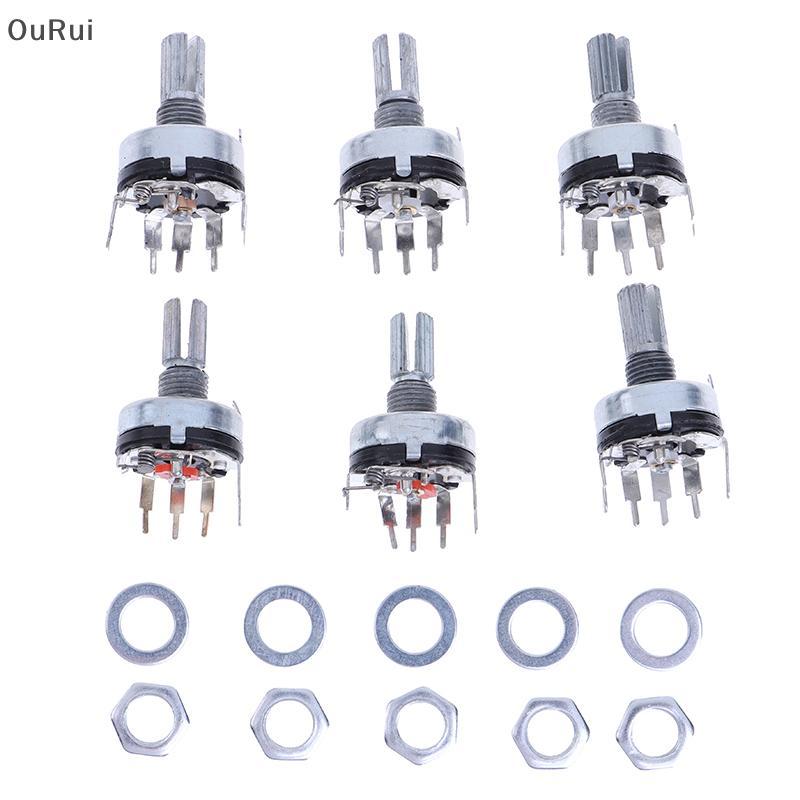 [B&C] 5 ชิ้น RV17 พร้อมสวิตช์ Potentiometer B1K 2K 5K 10K 20K 50K ความยาวจับ 15 มม.5Pin สวิทช์ฟิล์มค