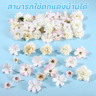 แพคเกจวัสดุดอกไม้ปลอม DIY ดอกไม้ประดิษฐ์ขนาดเล็ 50PCS หัวดอกไม้ผสม ดอกไม้ประดิษฐ์ตกแต่ง