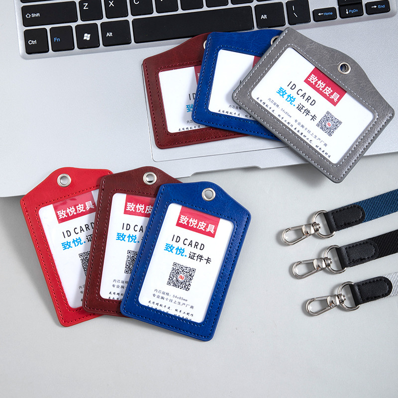 cardholder ที่ใส่บัตร High-End Leather Work Permit Card Holder Badge Lanyard Document Holder Work Br