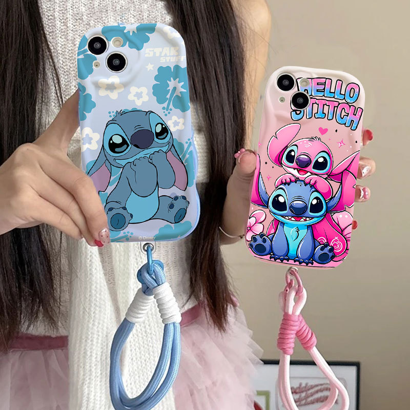 Stitch Angel Strap Lanyard สําหรับ OPPO Realme C55 C35 C12 C15 C21Y C25Y C17 C11 2020 7i 5 5I 6I 14 