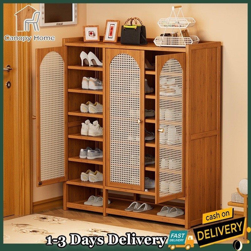8/7/6 Layers Arc Door Bamboo Shoe Cabinet Shoe Rack Cabinet 6-8Layers Shoes Cabinet