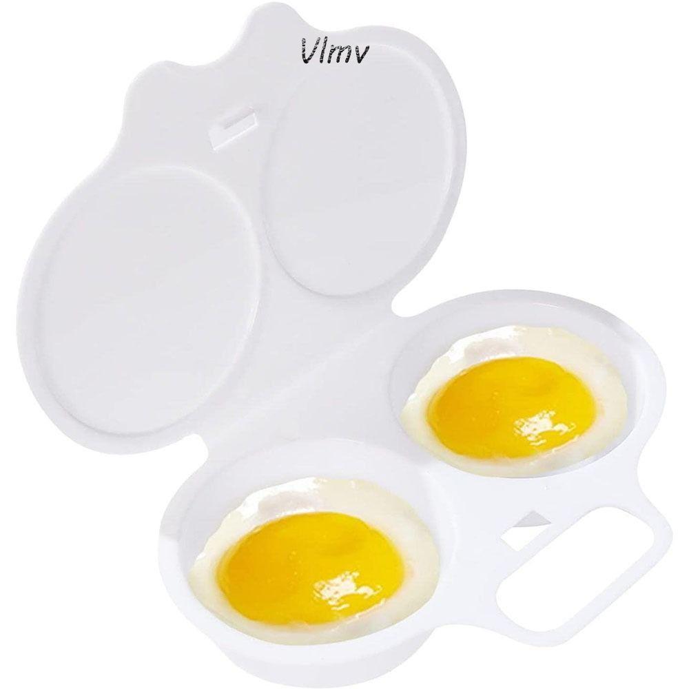 VLMV เครื่องนึ่งไข่, PP Double Cup ไมโครเวฟ Egg Poacher, แบบพกพาพร้อมฝาปิด Nonstick Egg Cup Kitchen