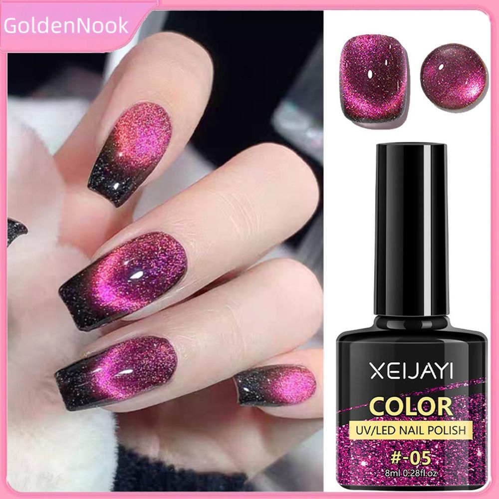 【เก็บเงินปลายD】 [จัดส่งภายใน 24 ชั่วโมง] ยาทาเล็บเจลลายตาแมว Xeijayi ผงแม่เหล็กสำหรับตกแต่งเล็บเจลลา