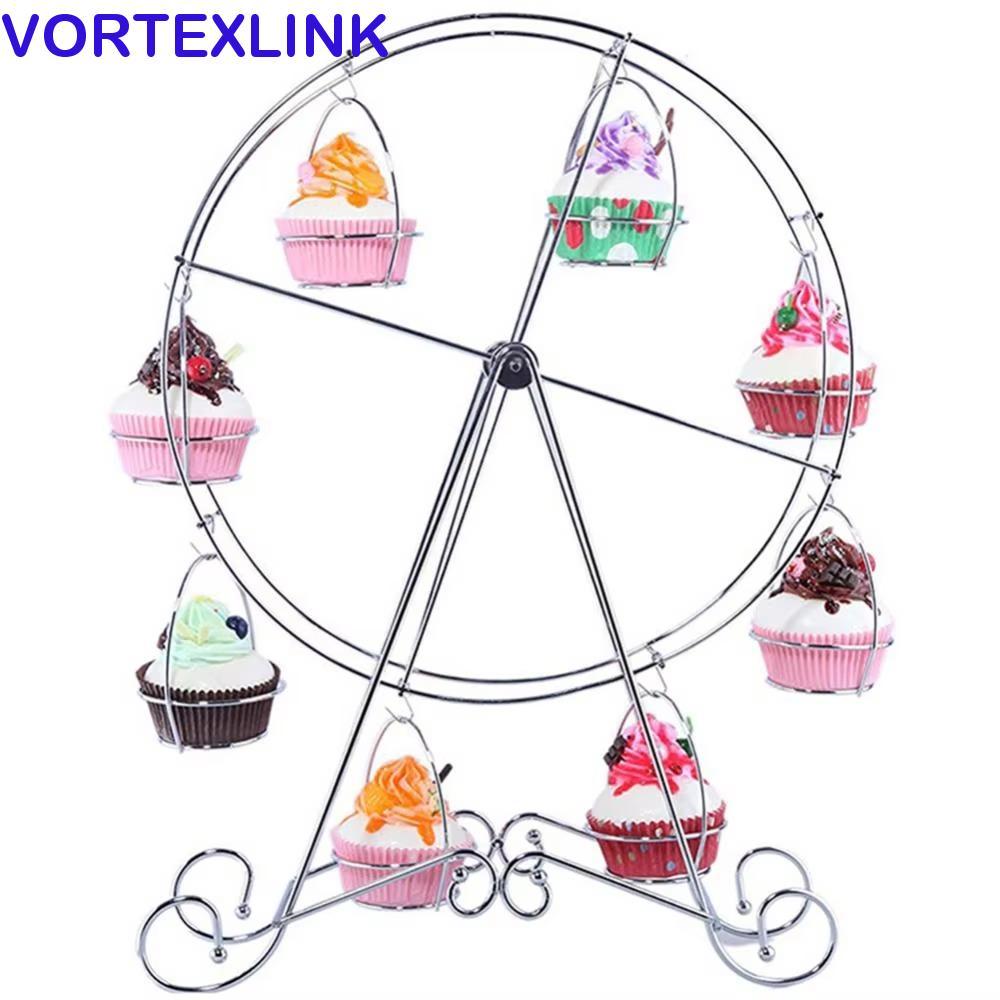 VORTEXLINK Ferris Wheel Cupcake Stand, หมุน 8 ถ้วย Cupcake Display Rack, Creative DIY Iron Cupcakes 
