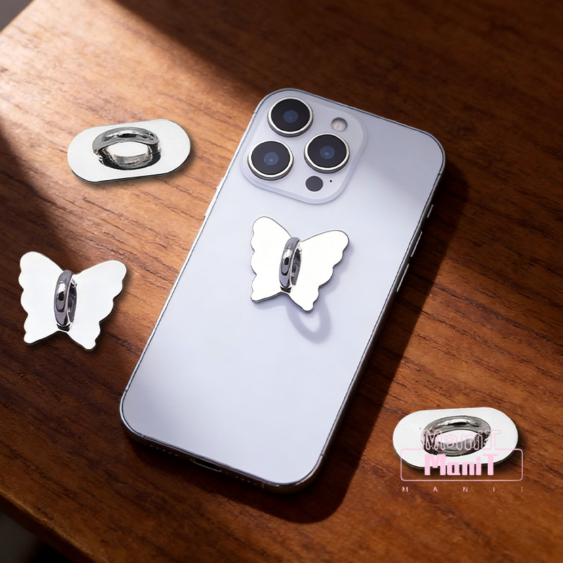 [MTech]ฐานตะขอสำหรับตกแต่งโทรศัพท์รูปผีเสื้อรูปไข่ พร้อมแผ่นกาวด้านหลัง ตะขอโลหะสำหรับตกแต่งโทรศัพท์