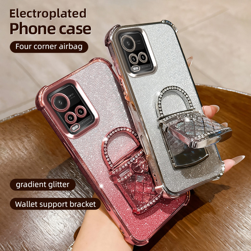 เคสโทรศัพท์กันกระแทกความงามสุภาพสตรีสไตล์พร้อมขายึด vivo y21 2021 y33s y21s y21a y21e y21t y33t y27 