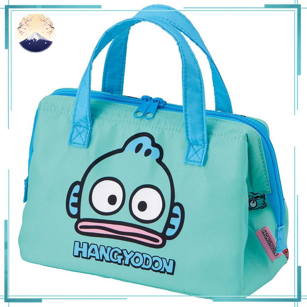 กระเป๋าเก็บอุณหภูมิใส่อาหารลาย Sanrio Hangyodon สำหรับผู้หญิง แบบเปิดกว้างสะดวก พร้อมซิปคู่จาก Skate