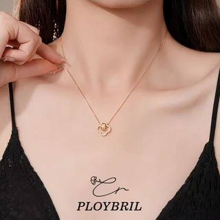 PLOYBRIL สร้อยคอลูกปัดเพชรลายใบโคลเวอร์สี่แฉก สไตล์หรูหรา X030