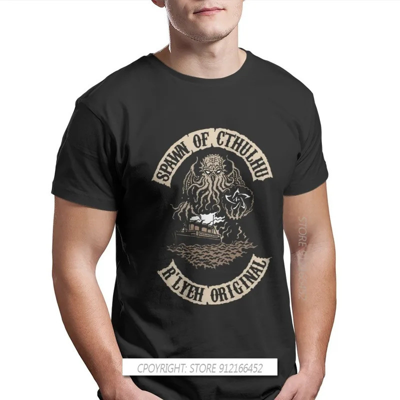 เสื้อยืดโอเวอร์ไซส์ลาย Cthulhu Mythos Lovecraft Horror Great Old Ones สำหรับผู้ชาย ผลิตจากผ้าฝ้ายแท้