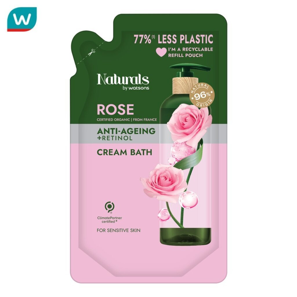 Naturals by Watsons เนเชอรัล บาย วัตสัน โรส ครีม บาธ 450มล.(รีฟิล)