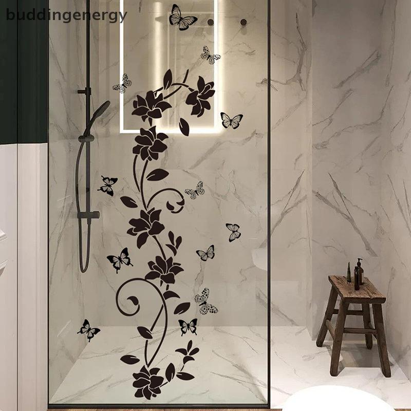 {BUDDI} ดอกไม้ Iris Vine Mirror Glass Stier ตกแต่งบ้านห้องน้ํา Self-กาว Wall Stier {budingenergy}