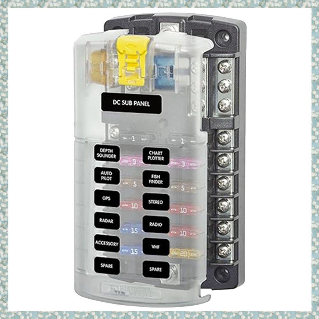 [h5bl3j6wj.ph] 1 ชิ้น Car Boat Fuse Box Holder สีเทา 5026 Blade Fuse Block 32V100A 12 Circuit with G