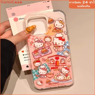 เคสไอโฟน17 13 สำหรับ IPhone 12 16 15 11 14 Pro Max 14 16 15 Plus 16 14 12 11 15 Pro หวานสวัสดีคิตตี้เค้กทำนองเพลงปกใหม่