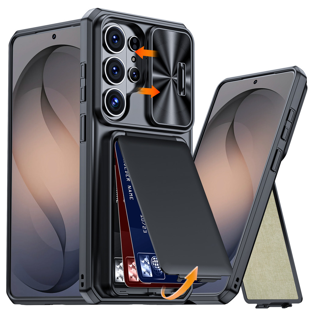Flip Wallet Kickstand Card Slot Case สําหรับ Samsung Galaxy S26 Ultra S26Ultra 5G สไลด์เลนส์กล้องกัน