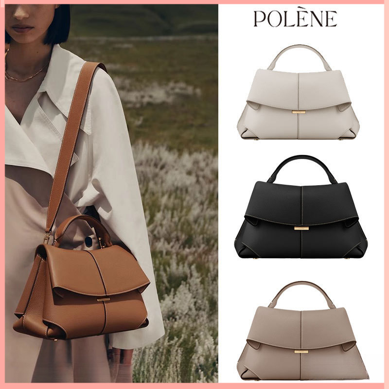 POLENE Mokki กระเป๋าถือนางสาว หนังแท้ ปรับสายสะพายได้ สไตล์หรูหรา