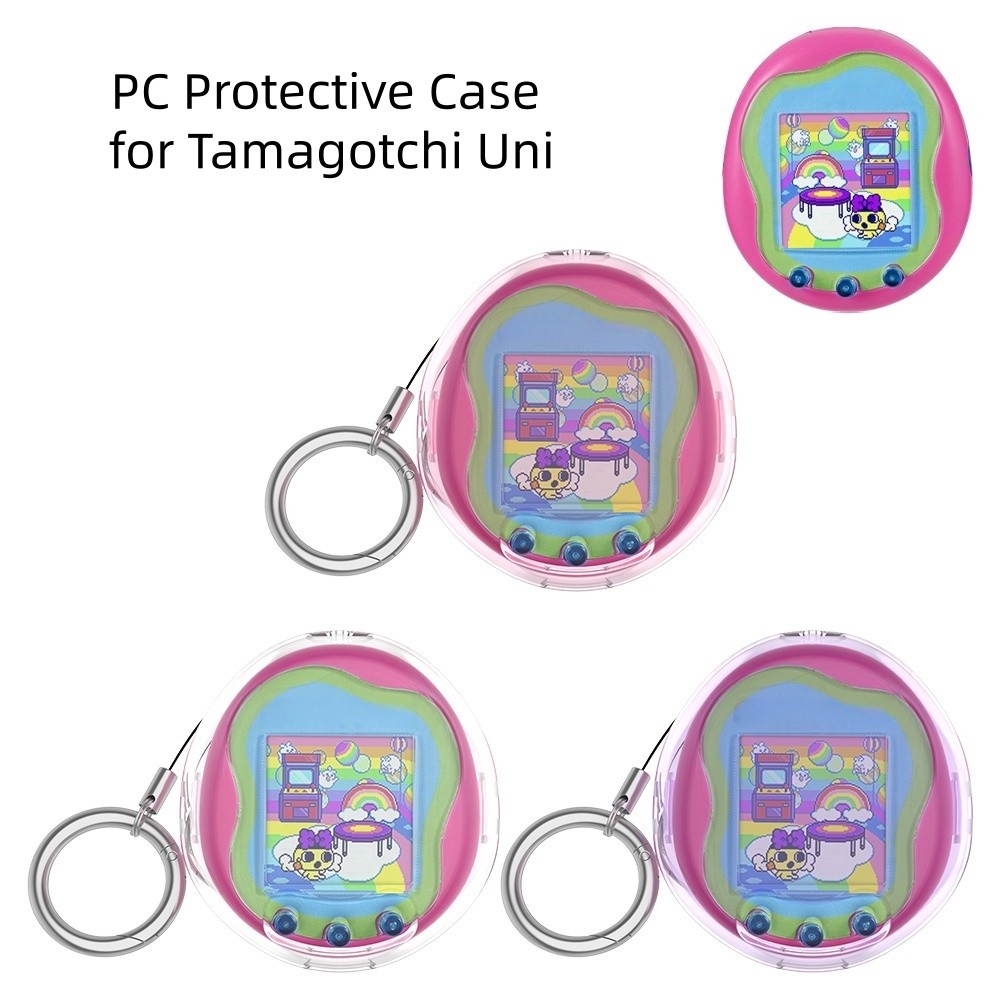 เคสป้องกันแบบใสสําหรับคอนโซลเกม Tamagotchi Uni, ฝาครอบพีซีแบบใสพร้อมเชือกเส้นเล็ก, เปลือกป้องกันการตกกันกระแทก