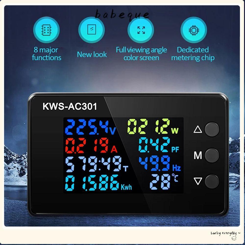 BABEQUE AC Wattmeter AC 50-300V จอแสดงผล LED KWS-AC301 เครื่องวัดพลังงานพลังงานพลังงาน