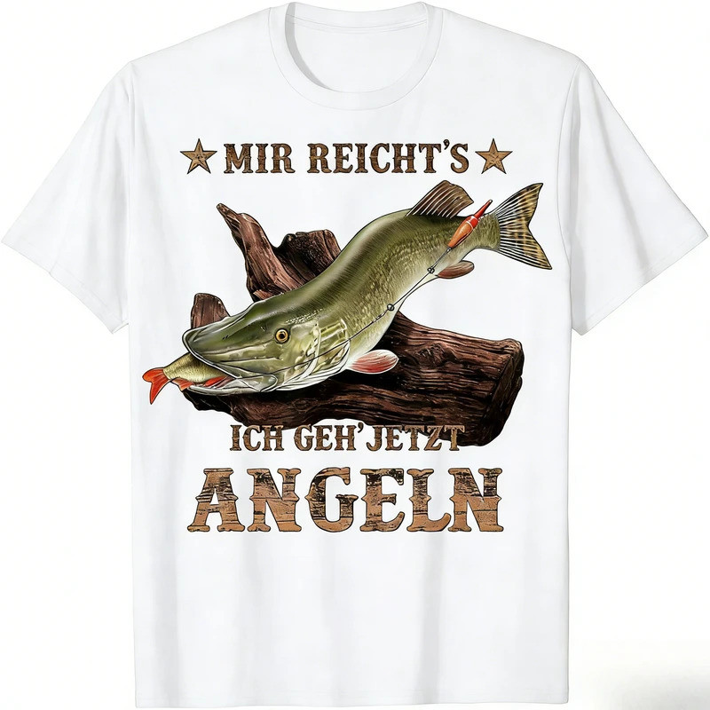 สโลแกนใหม่สุดเท่สำหรับนักตกปลาปลาพิค - Mir Reichts Ich Geh Jetzt Angeln เสื้อยืดคอกลมแขนสั้นสำหรับผู