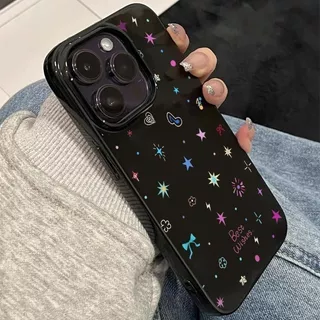 เคสไอโฟน17สำหรับ IPhone 11 12 13 15 16 17 Air 14 Pro Max XR XS X Max 7 8 Plusแฟชั่นจุดน่ารักดาวพื้นผิวมันวาวซิลิโคนปก