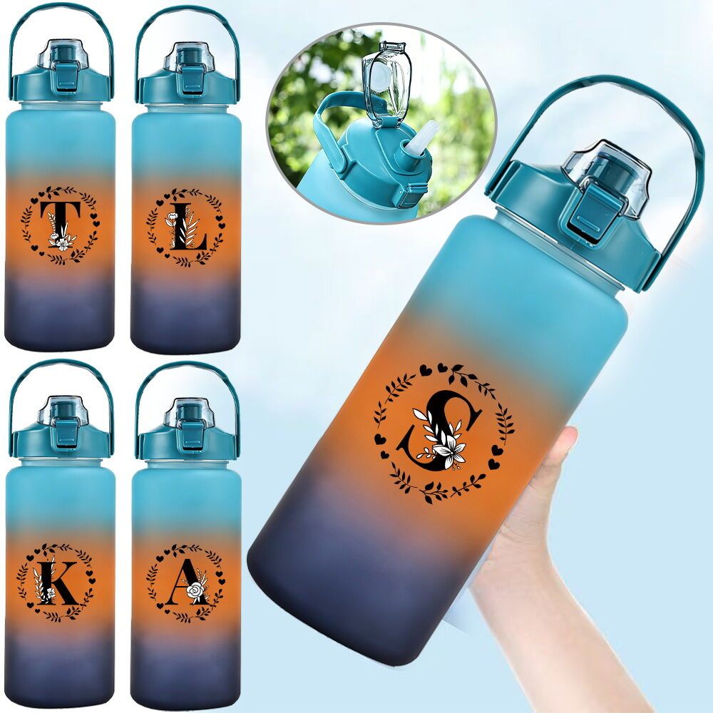 กระบอกน้ำ Water Bottle ความจุ 2000ml ขวดน้ำขนาดใหญ่ พร้อมหลอด มีที่จับ