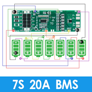 BMS 7S 24V 10A 15A 20A 30A Li-ion 18650 แบตเตอรี่ชาร์จพร้อมฟังก์ชั่นสมดุลวงจรสั้น/อุณหภูมิป้องกัน